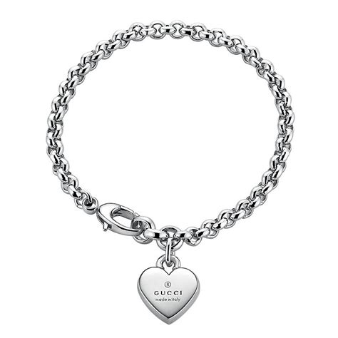 gucci heart bracelet with gucci trademark|Gucci sterling silver heart bracelet.